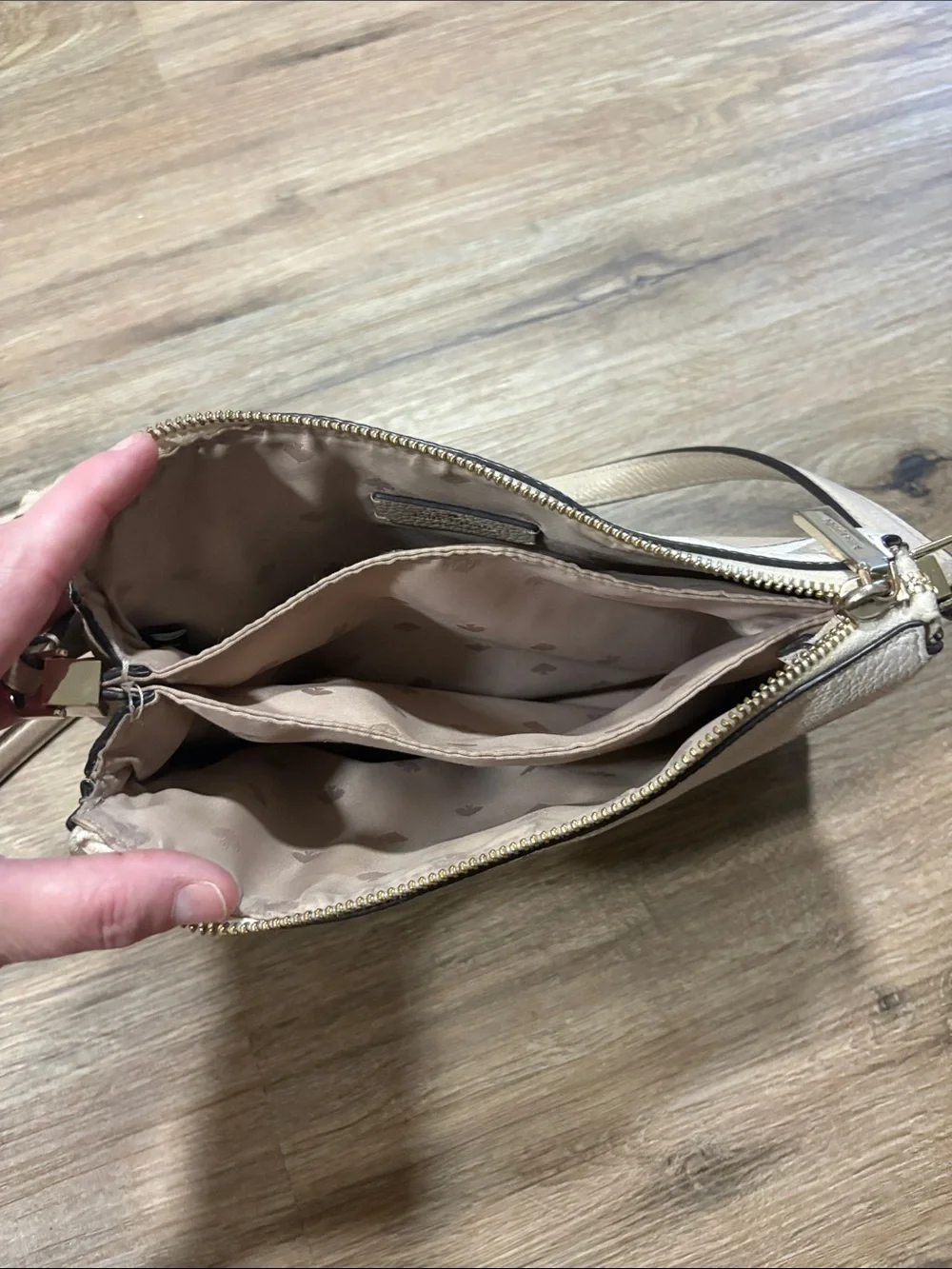 kate spade Two-Tone Cream and White Pebbled Leather Crossbody